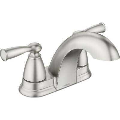 Moen Banbury 2-Handle Lever Centerset Bathroom Faucet with Pop-Up, Spot Resist Brushed Nickel