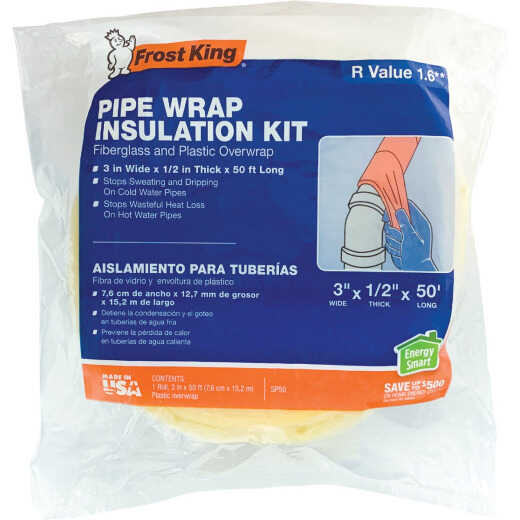 Frost King 1/2 In. x 3 In. x 50 Ft. Fiberglass Pipe Insulation Wrap