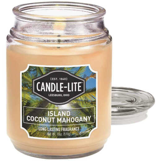 Candle-Lite 18 Oz. Everyday Island Coconut Mahogany Jar Candle