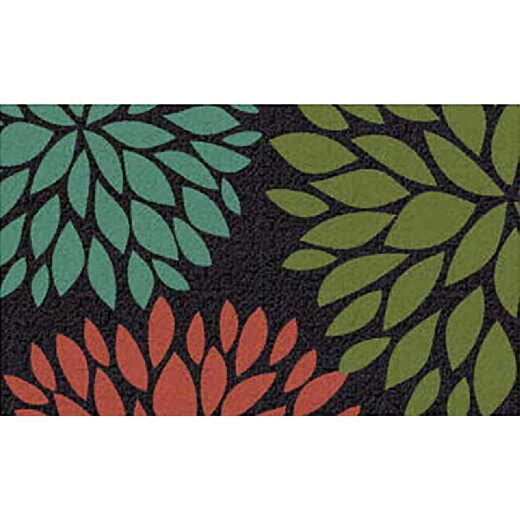 Americo Home Front Runner 18 In. x 30 In. Green Flowers Mat